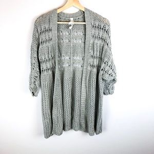 AEROPOSTALE 3/4 SLEEVE OPEN KNIT GRAY CARDIGAN